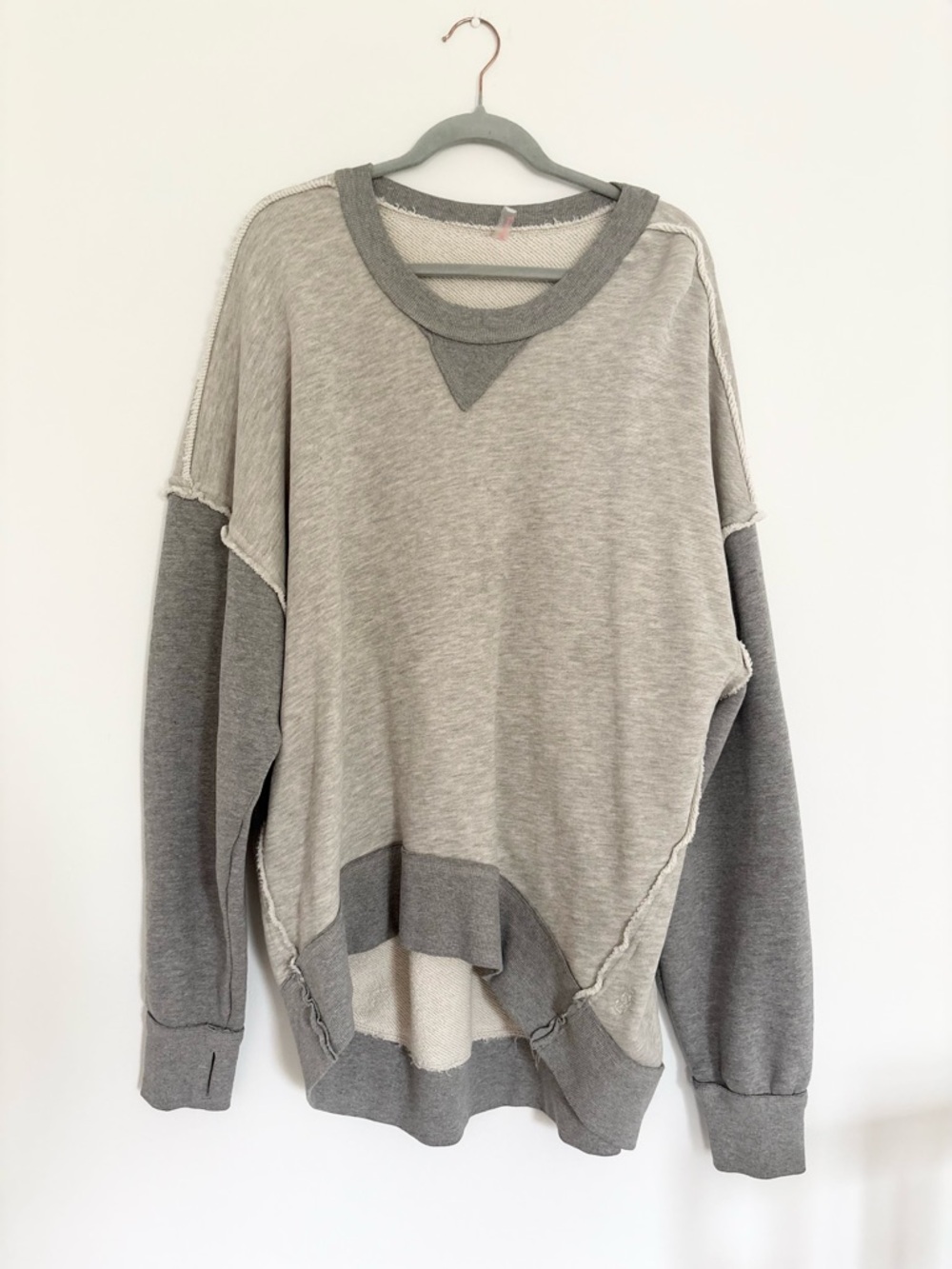 FP Movement by Free People Two-Tone Gray Oversized Sweatshirt
